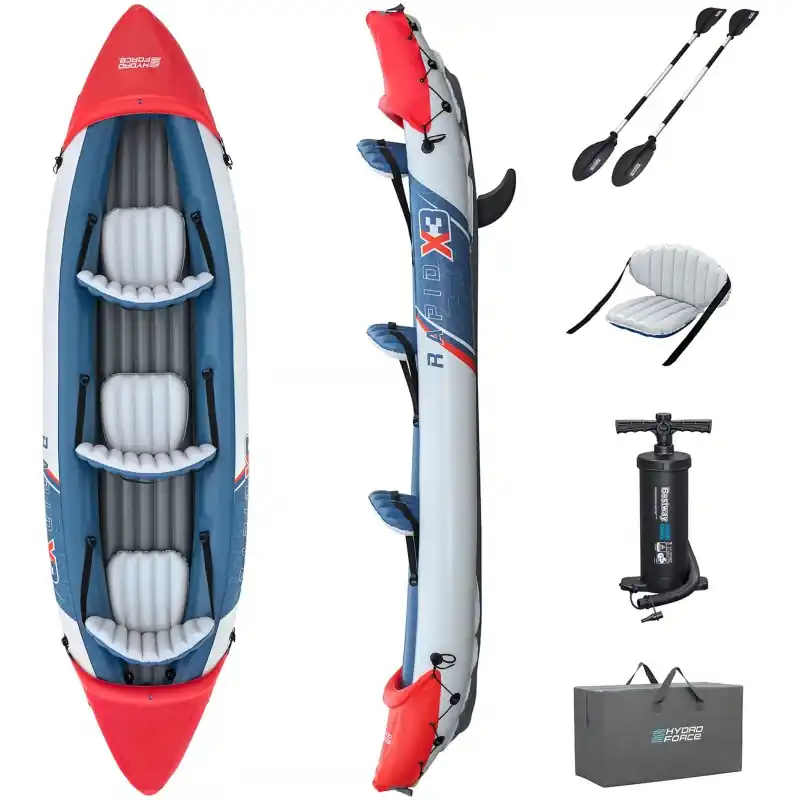 Garantierte Lieferung BESTWAY Hydro-Force Rapid X3 Kajak-Set für 3 Personen, 381 x 100 x 44 cm 65132