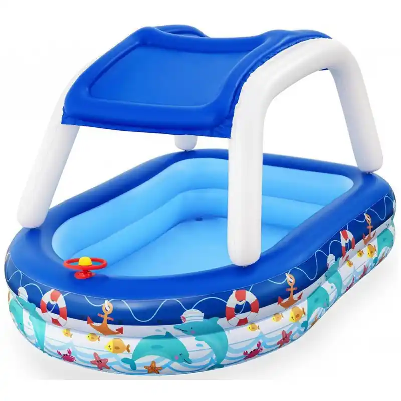 BESTWAY Sea Captain Family Pool mit Sonnenschutzdach, 213 x 155 x 132 cm 54370 Aktuell