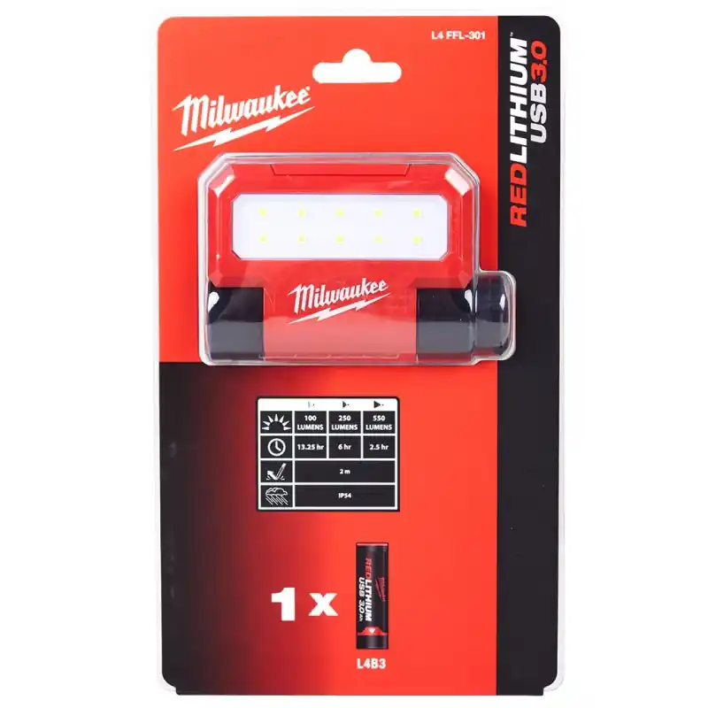 Schnäppchen Milwaukee L4 FFL-301 USB-akku-strahler 4933479766