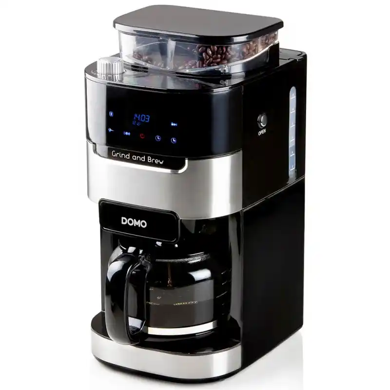 Wochenendangebot DOMO Grind Brew Kaffeevollautomat Schwarz, Edelstahl 900W DO721K