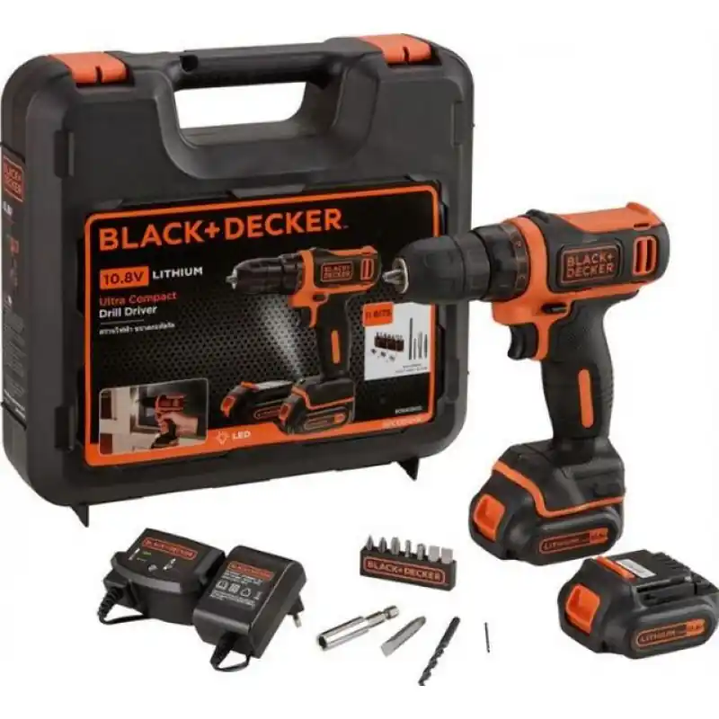 Black Decker BDCDD12KB-QW Akku-Bohrschrauber (26Nm/10,8V/2x1,5Ah), Koffer Günstig
