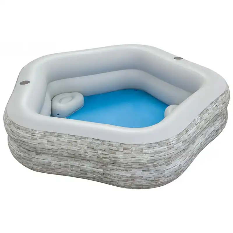 BESTWAY TruPrint Family Pool 213 x 206 x 53 cm, Steinwand-Optik 54423 Highlight