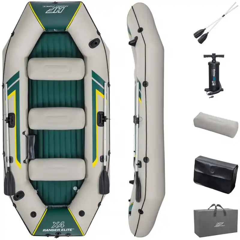 BESTWAY Hydro-Force Ranger Elite X4 Schlauchboot Komplett-Set, 320 x 148 x 47 cm 65157 Neu