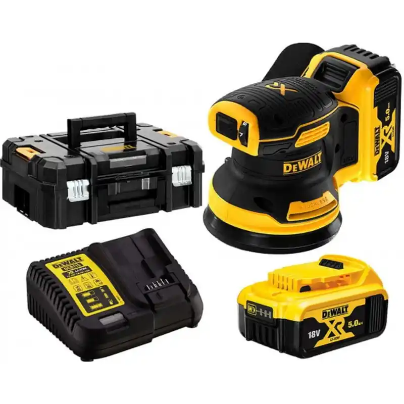 Abverkauf DeWALT DCW210P2-QW Akku-Exzenterschleifer XR (125mm/18V/2x5,0Ah) Tstak