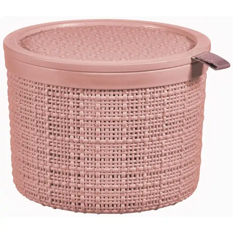 Neuheit CURVER JUTE 2L Box rund mit Deckel 17 x 17 x 13 cm, rosa 01903-204