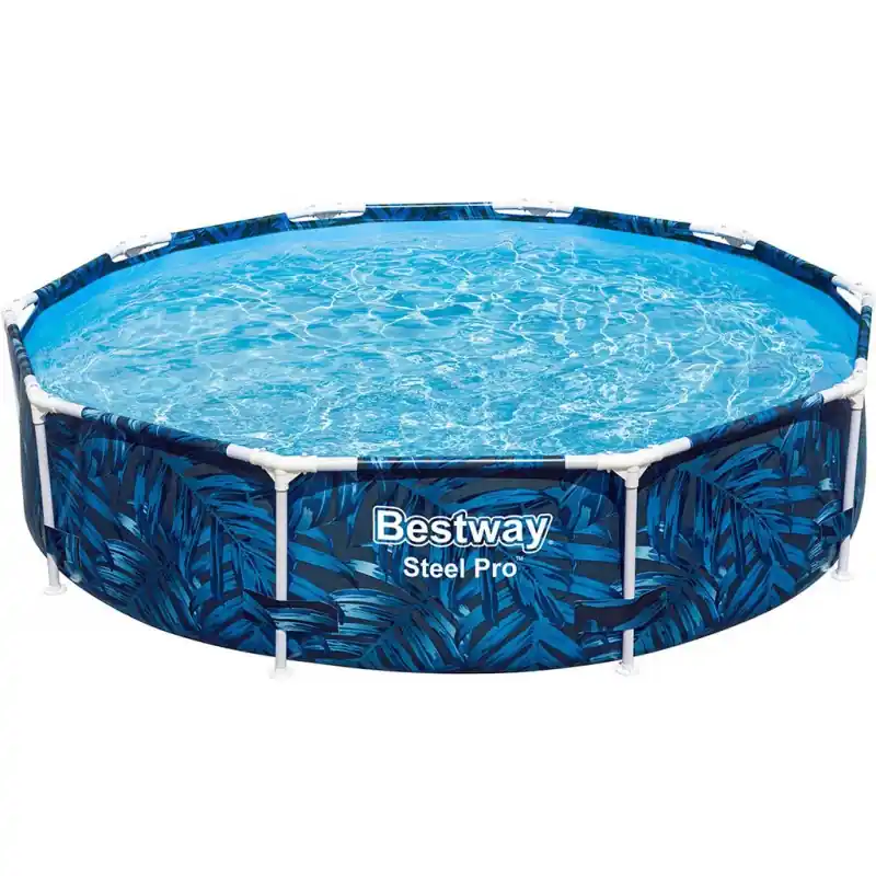 BESTWAY Steel Pro Frame Pool ohne Pumpe, 305 x 66 cm, buntes Zebra-Design 56985 Geprüft