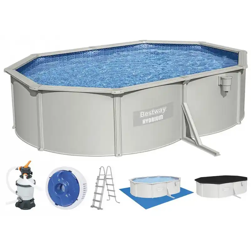 BESTWAY Hydrium Stahlwandpool Komplett-Set, 500 x 360 x 120 cm mit Sandfilteranlage 56586 Nur Für Kurze Zeit