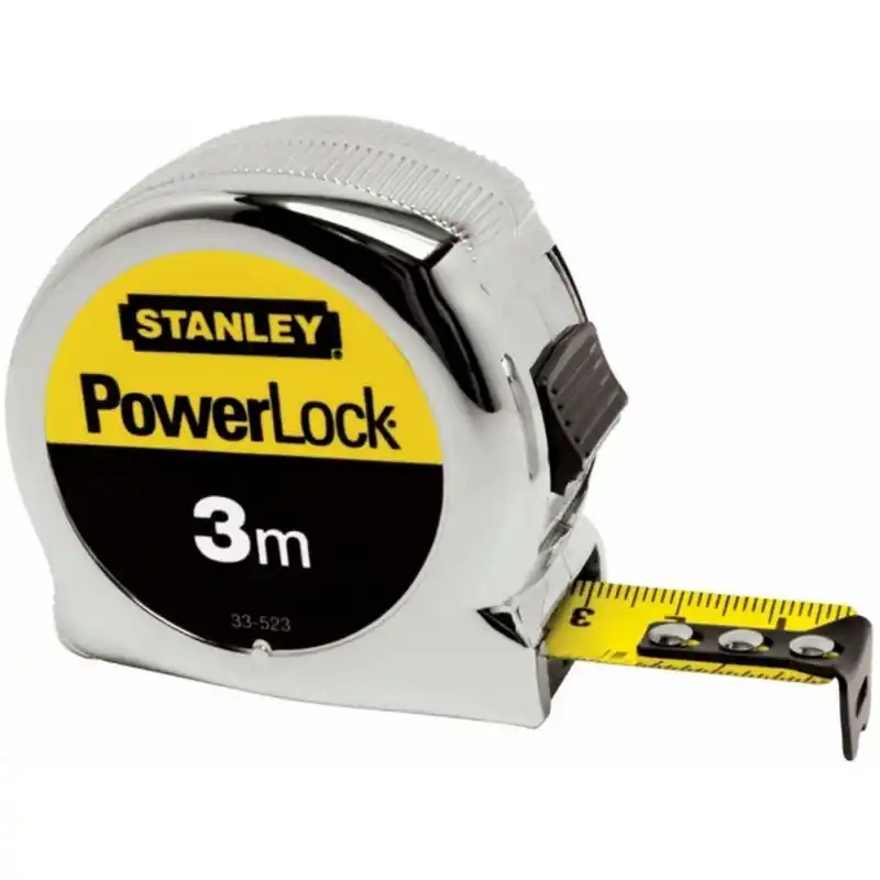 Stanley 0-33-218 PowerLock Bandmaß Metall 3m/12,7mm, Endhaken zweifach vernietet Meistverkauft