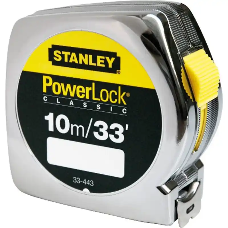 Günstig Stanley 0-33-443 PowerLock Bandmaß Kunststoff 10m/33‘, Endhaken zweifach vernietet