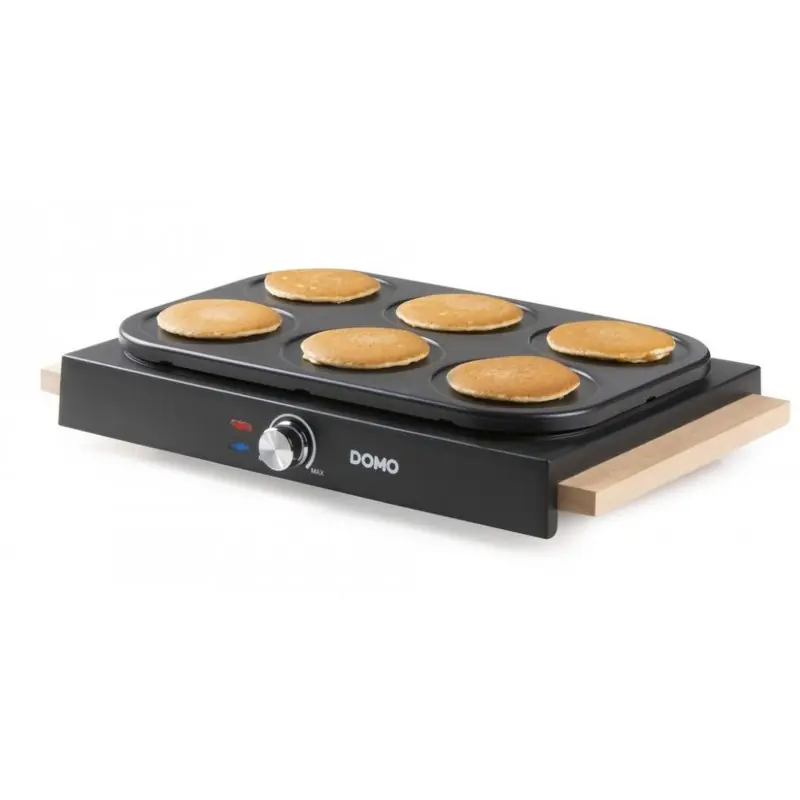 Saisonangebot DOMO Pancake-Platten Antihaftbeschichtung, Kontrollleuchte 1000W, Schwarz DO8717P