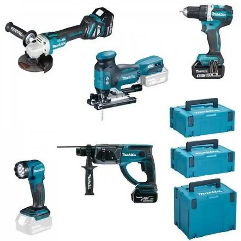 Makita DLX5066TJ Akku Multitool-Set DDF484+DGA513+DHR202+DJV181+DML815+(3x18V/3*5Ah) Nur Heute