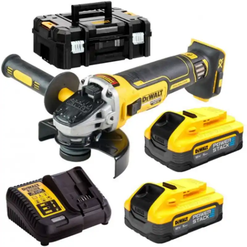 DeWALT DCG405H2T-QW Akku-Winkelschleifer (125mm/18V/2x5,0Ah PowerStack) koffer Tstak Super-Preis