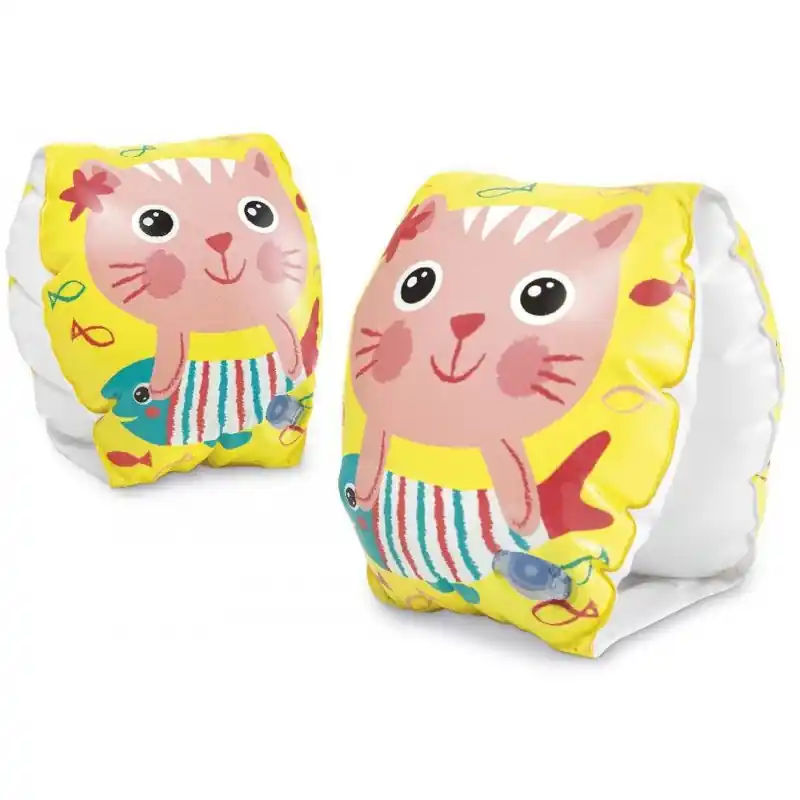 Preisknaller INTEX Schwimmhilfe 2 Schwimmhilfen Happy Kitten Arm Bands 20cm x 15cm 3-6 Jahre 56665EU