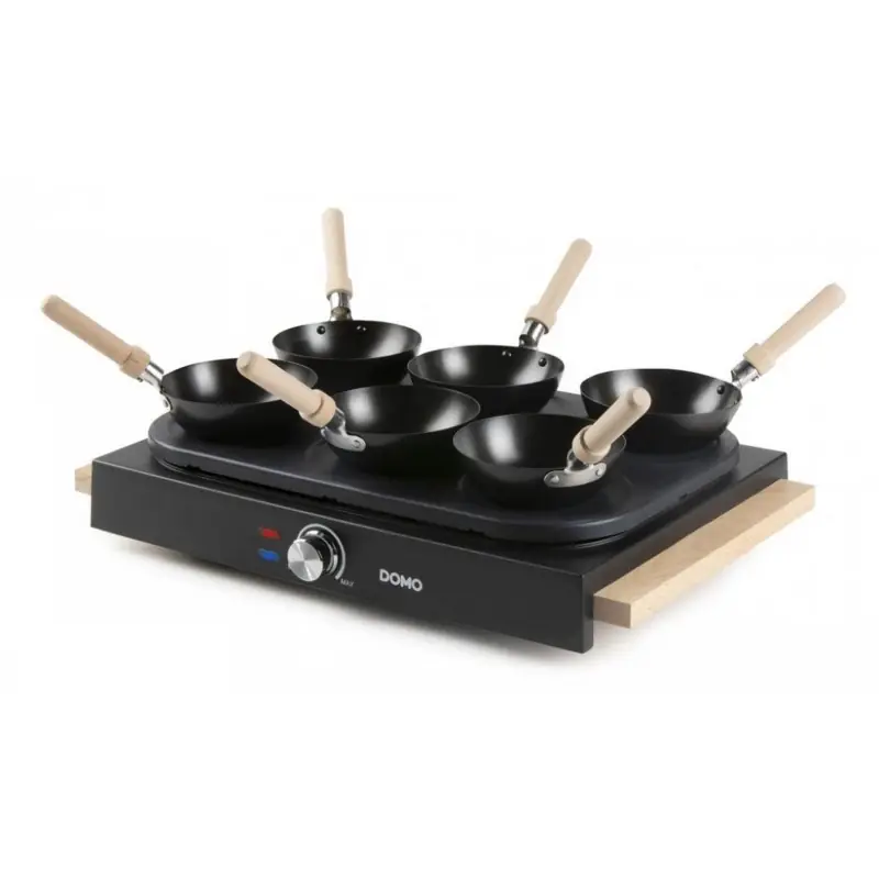 Rabatt DOMO Wok-Party-Set, Gusseisen, 1000W DO8716W
