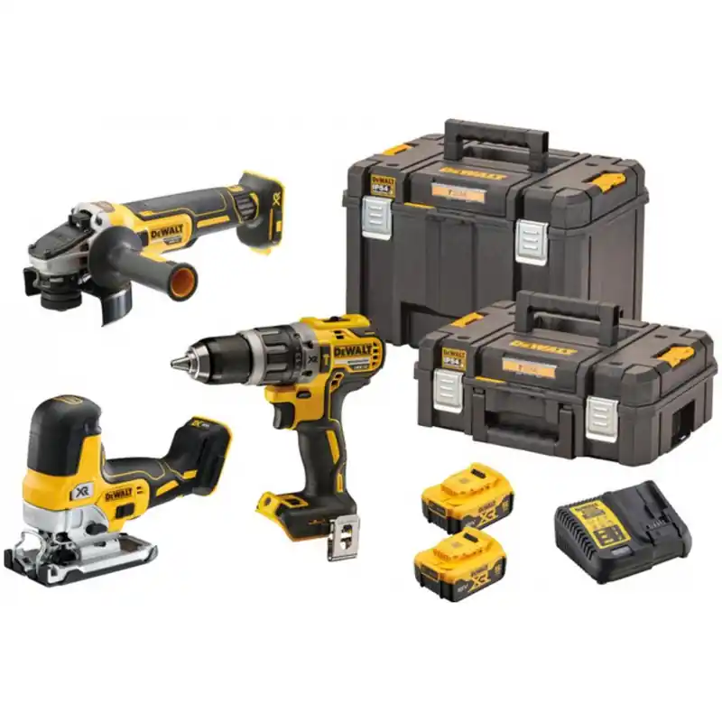 Angebot DeWALT DCK329P2T Akku-Werkzeugset (DCD796+DCG405+DCS335+18V/2x5,0Ah) 2xTstak