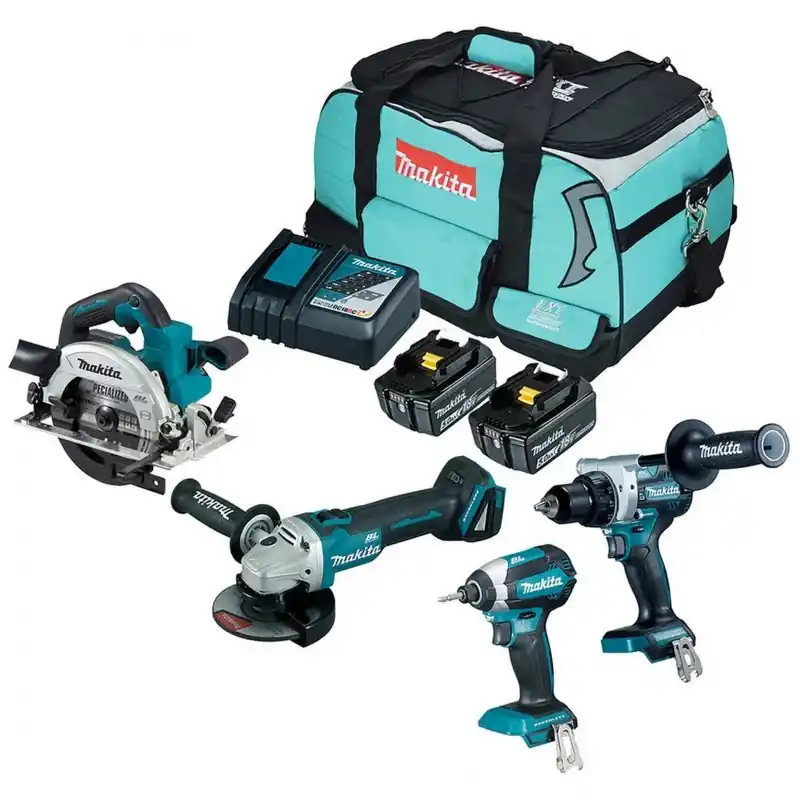 Makita DLX4156TX1 Akku-Kombo-Kit (DDF486+DGA504+DHS660+DTD153+2xBL1850B) Tasche Knallerangebot