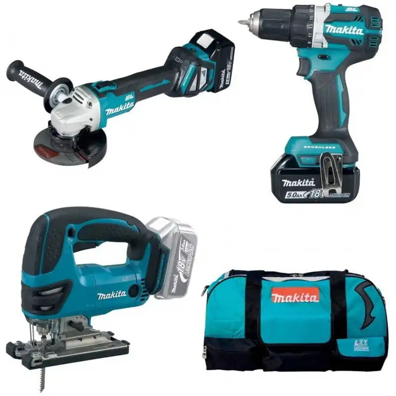 Makita DLX3152TX1 Akku-Spezialset DDF484Z+DGA511Z+DJV180Z Li-ion LXT 18V/5,0Ah+Tasche Direktkauf