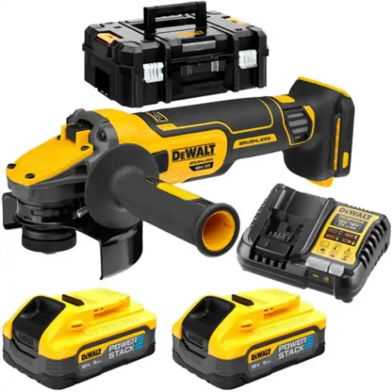 Nur Heute DeWALT DCG409H2T-QW Akku-Winkelschleifer (125mm/18V/2x5,0Ah PowerStack) Tstak