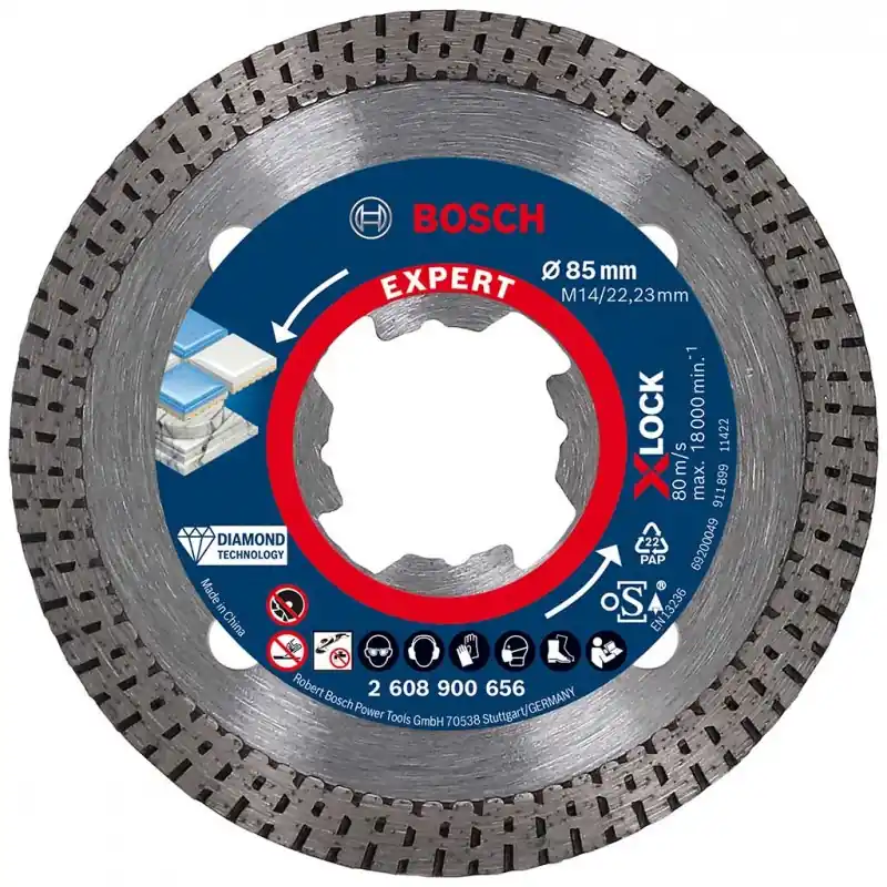 BOSCH EXPERT HardCeramic X-LOCK Diamanttrennscheiben, 85 x 22,23 x 1,6 x 7 mm 2608900656 Aktuell