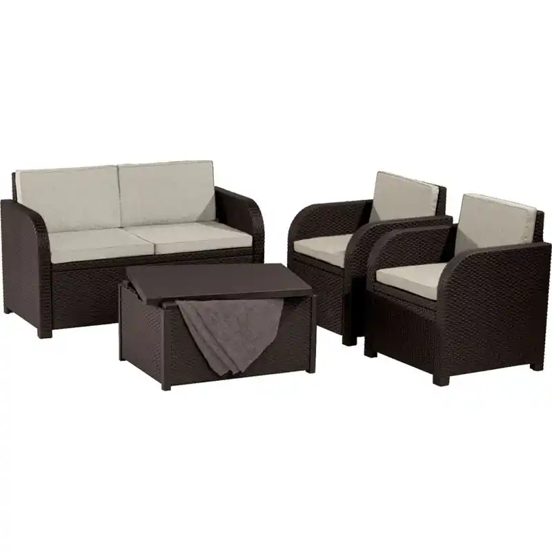ALLIBERT MODENA Lounge-Set + Aufbewahrungstisch, braun/beige 17200463 Neue Ware