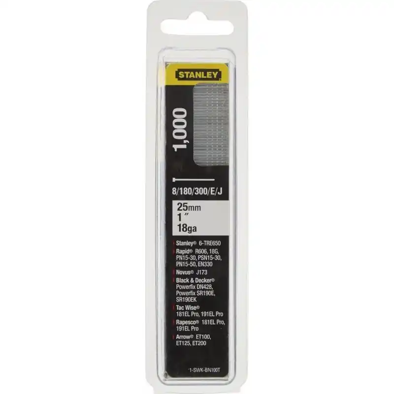 Top-Seller Stanley 1-SWKBN100T 25mm/1"/18 Tackernägel Typ 8/300/E/J, 1000 Stück