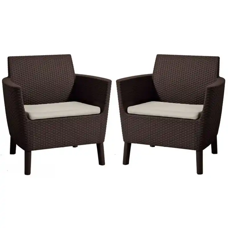 KETER SALEMO DUO Sessel 2 St., 74 x 67 x 76 cm, braun/beige 17209040 Preiswert