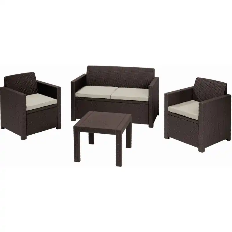 ALLIBERT ALABAMA Lounge-Set 4-tlg., Rattanoptik, braun/beige 17199240 Bestpreis