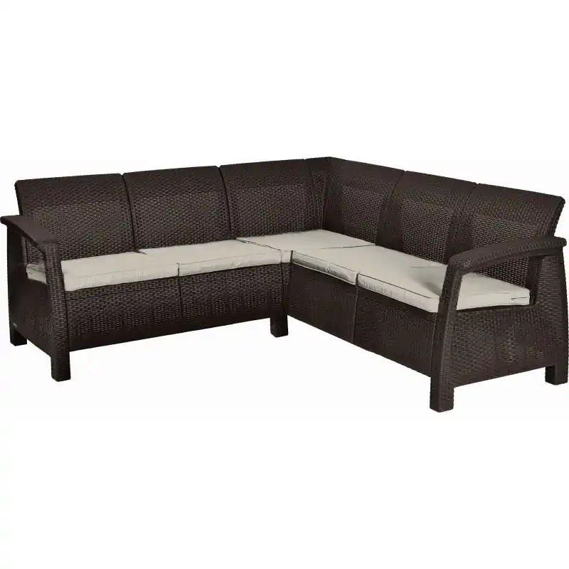 Begrenztes Angebot KETER CORFU RELAX Ecksofa, 190 x 190 x 79 cm, braun/beige 17208435