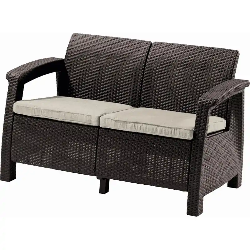 Bestseller KETER CORFU LOVE SEAT 2-Sitzer Sofa, 128 x 70 x 79cm, braun/beige 17197359