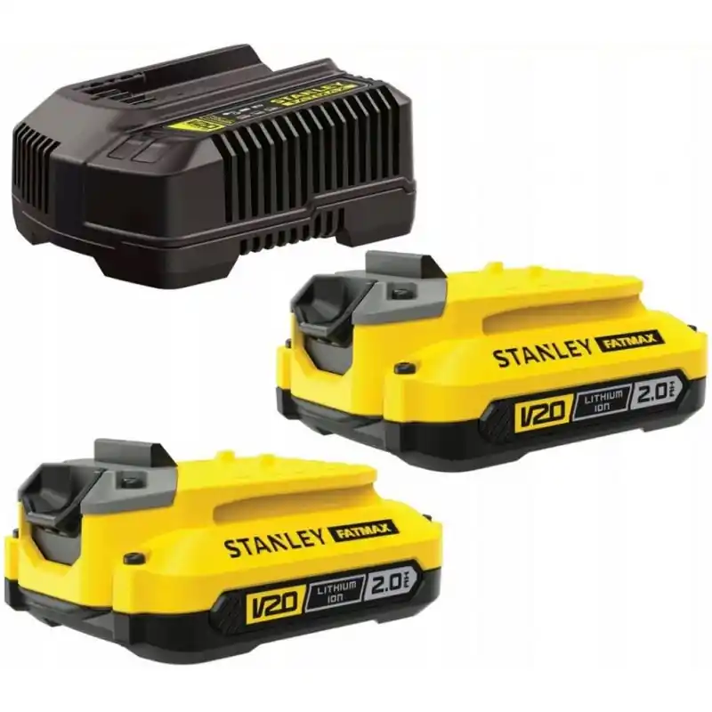 Saisonangebot Stanley SFMCB12D2-QW FatMax Starter Kit Schnell-Ladegerät + 2 Akkus V20 2x2,0Ah