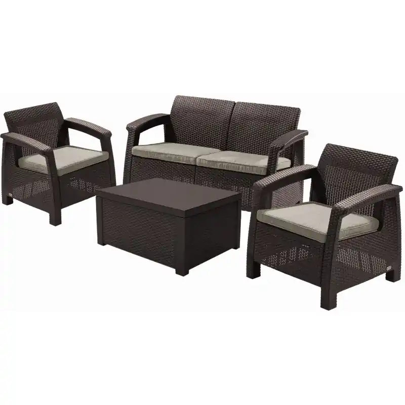 KETER CORFU BOX Lounge-Set, braun/beige 17200180 Nur Für Kurze Zeit