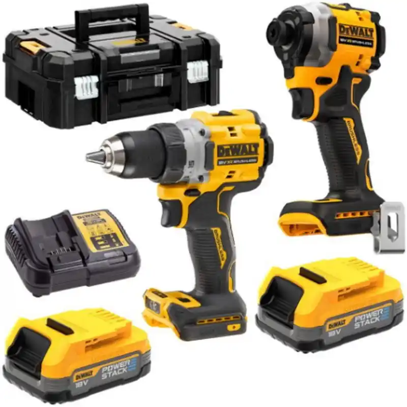 DeWALT DCK2051E2T-QW Akku-Werkzeugset (DCD800+DCF850+18V/2x1,7Ah PowerStack) Tstak Sonderangebot