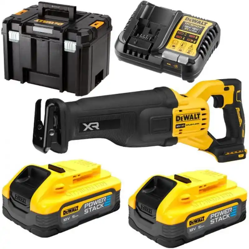 DeWALT DCS386H2T-QW Akku-Säbelsäge (18V/2x5,0Ah PowerStack) Tstak Zertifiziert