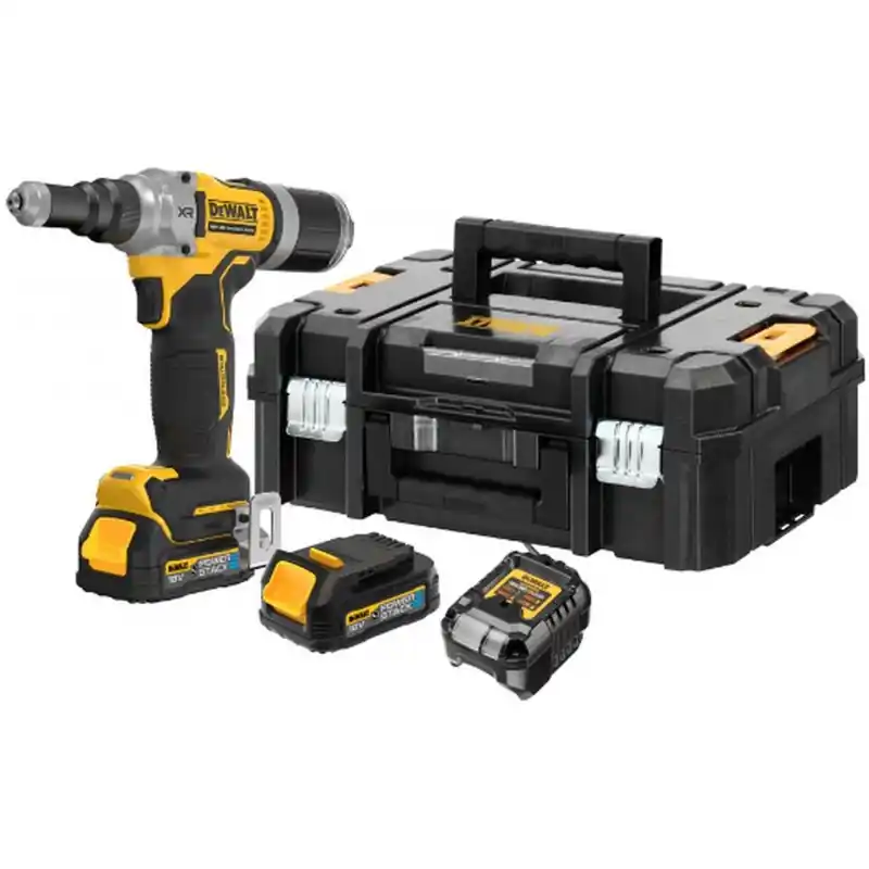 DeWALT DCF414E2GT-QW Akku-Nietpistole 6.3mm (18V/2x1,7Ah PowerStack, Tstak Neue Kollektion