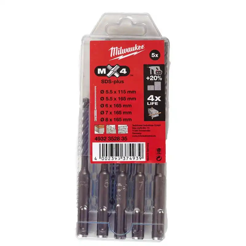 Preiswert Milwaukee Bohrerset SDS-Plus (MX4/5.5-8mm/5St.) 4932352835