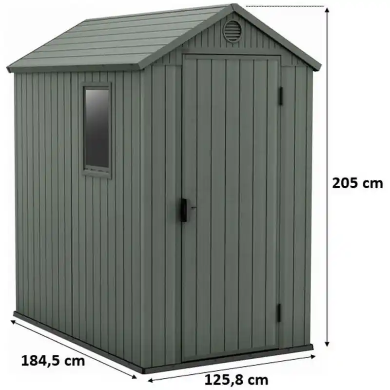 KETER DARWIN 4 x 6 Kunststoffgerätehaus, 125,8 x 184,5 x 205 cm, grün 17209417 Schneller Versand