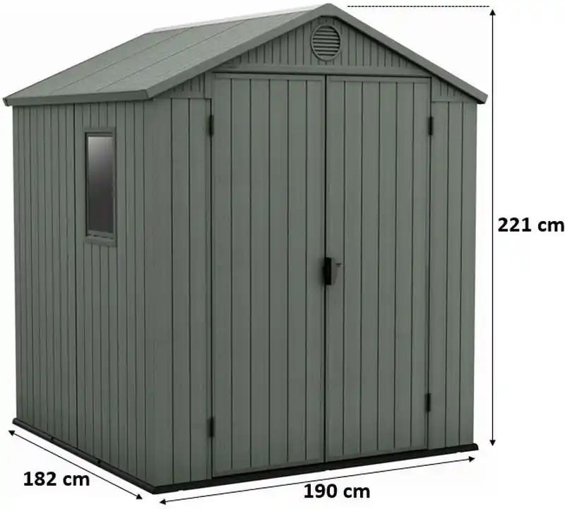 Markenware KETER DARWIN 6 x 6 Kunststoffgerätehaus, 190 x 182 x 221 cm, grün 17210353