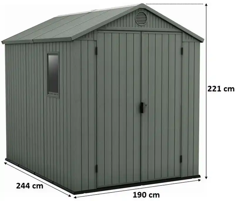 KETER DARWIN 6 x 8 Kunststoffgerätehaus, 190 x 244 x 221 cm, grün 17210355 Online Kaufen