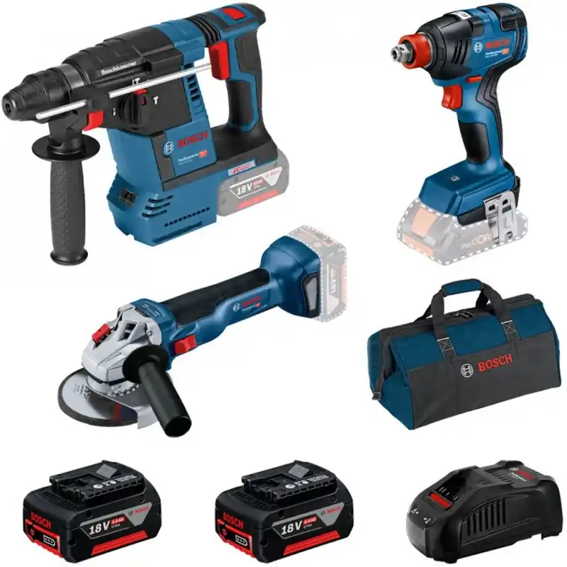 BOSCH Profi-Set GBH 18V-26+GDX 18V-200+GWS 18V-10+2x Akku 5,0 Ah 0615990N21 Bestseller