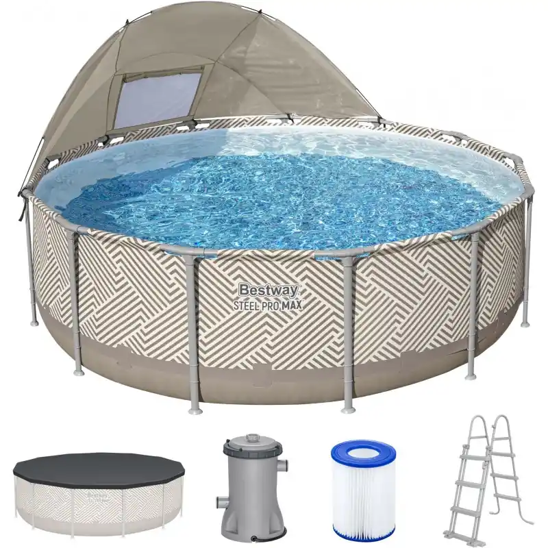 Heißes Angebot BESTWAY Steel Pro Max Frame Pool 396 x 107 cm, Komplett-Set mit Filterpumpe 561FY