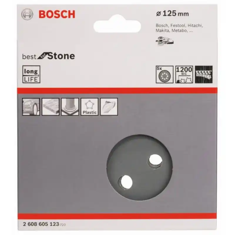 BOSCH Schleifblatt F355, 5er-Pack 125 mm, 1200 2608605123 Versand Am Gleichen Tag