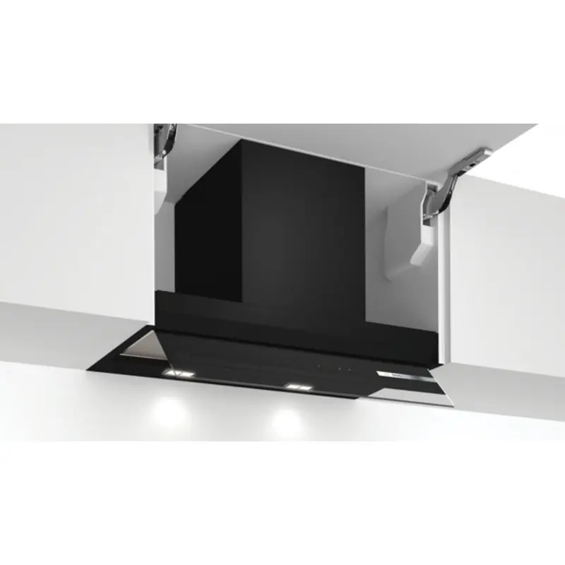 Markenprodukt Bosch Serie 6 Integrierte Designhaube 60 cm Klarglas schwarz bedruckt DBB67AM60
