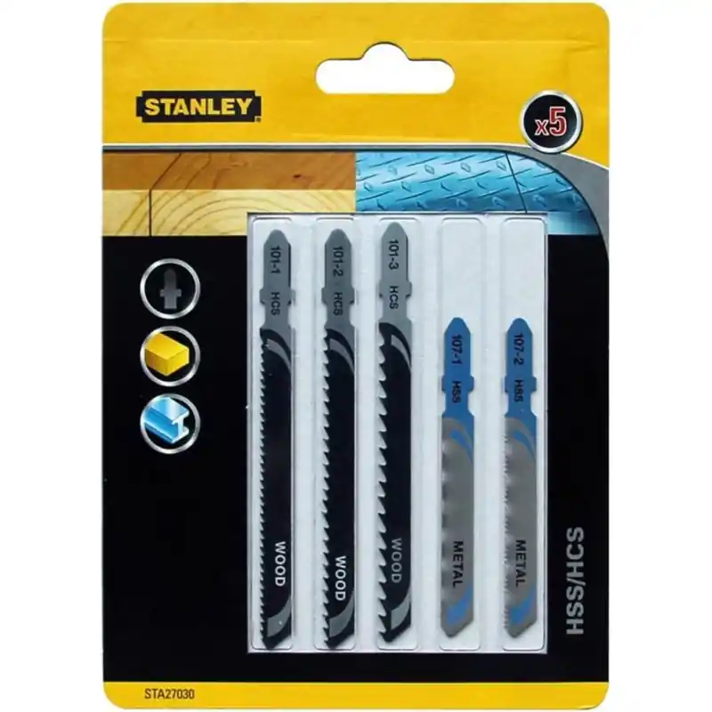 Stanley STA27030-XJ 5-teiliger Set HCS-HSS-Sägeblätter für Holz und Metall, Typ T Direktkauf