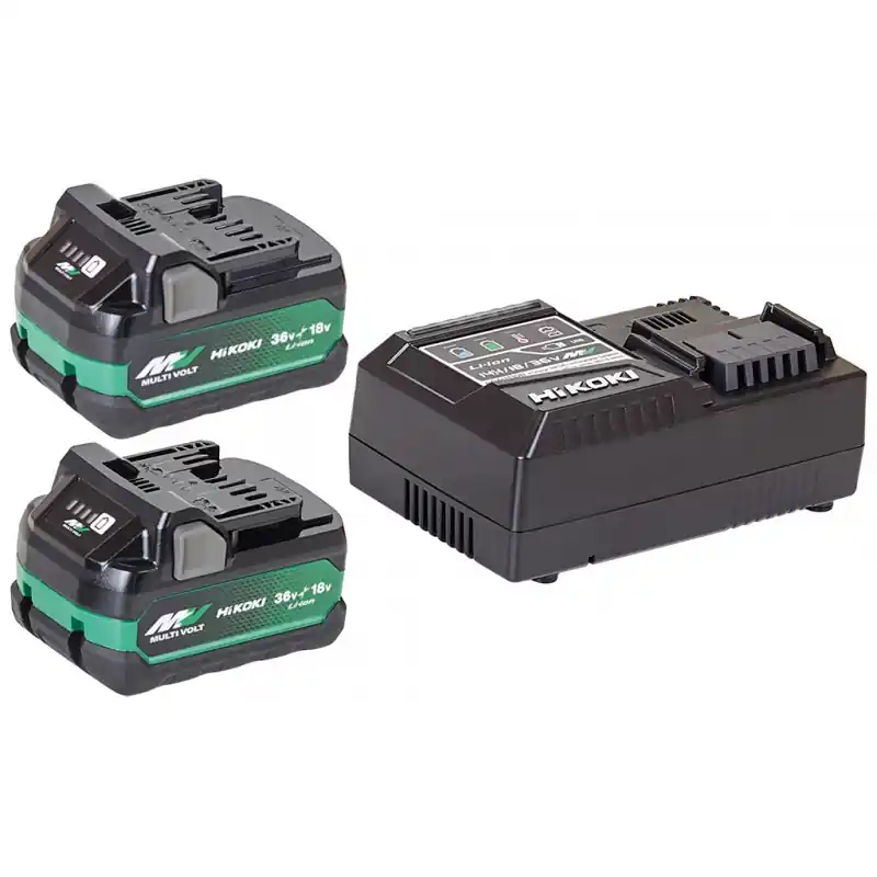 HiKOKI UC18YSL3WHZ Booster Pack 2x 18V 5.0Ah/36V 2.5Ah Akku, mit Ladegerät, Li-Ion Nur Für Kurze Zeit