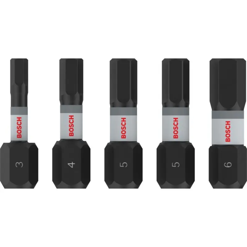 Zertifiziert BOSCH PRO Hex Impact Schrauberbit Set, H3, H4, H5(x2), H6, 25 mm, 5-tlg. 2608521U59