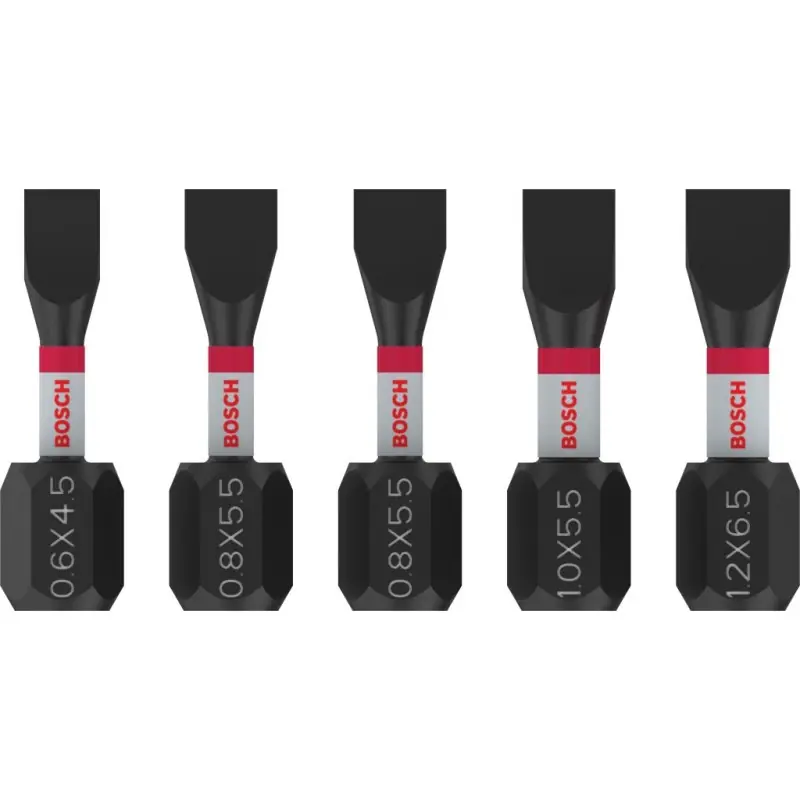 BOSCH PRO Slotted Impact Bit Set, SL4.5, SL5.5(x2), SL5.5, SL6.5, 25 mm, 5-tlg. 2608521U60 Neue Kollektion