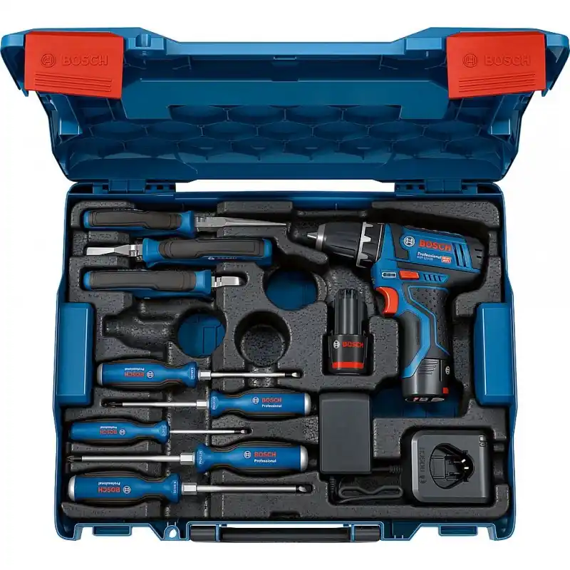 Zertifiziert BOSCH GSR 12V-15 Professional 2 x 2,0 Ah + Charger + Handwerkzeug 060186810R