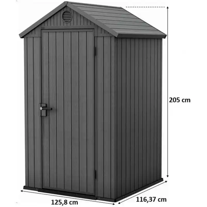 Heißes Angebot KETER DARWIN 4 x 4 Kunststoffgerätehaus, 125,8 x 116,37 x 205 cm, grau 17212741