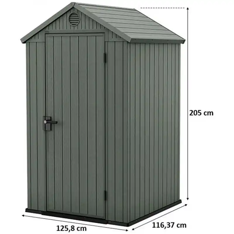 KETER DARWIN 4 x 4 Kunststoffgerätehaus, 125,8 x 116,37 x 205 cm, grün 17212741 Markenprodukt