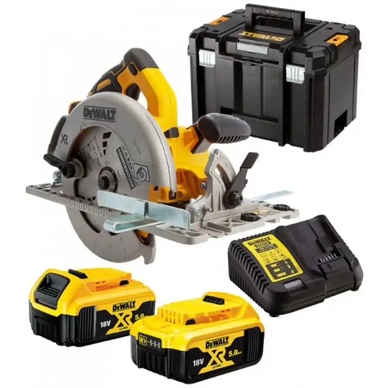 Preisreduziert DeWALT DCS572P2-QW Akku-Handkreissaege 184mm XR 18V (2x5,0Ah) Tstak